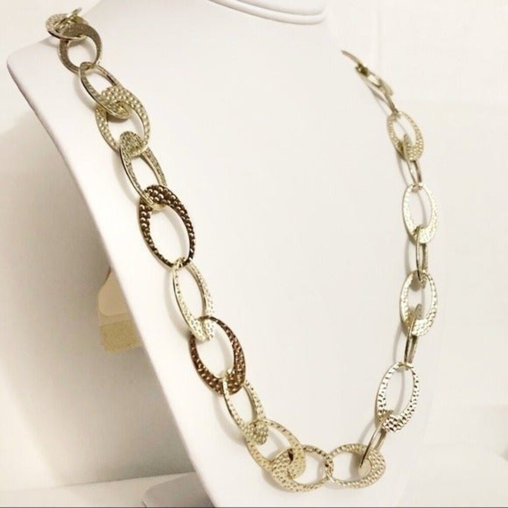 Hannah Stamped Chain Link Gold Tone Necklace NWT